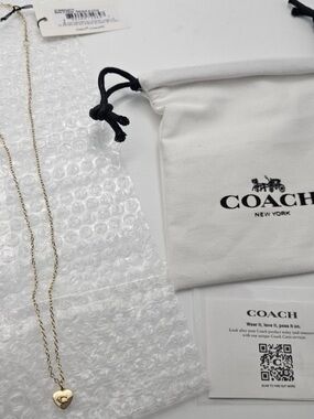 Coach Gold-Tone Heart Tag Pendant Necklace